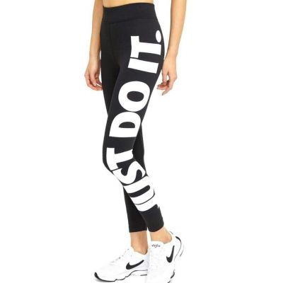 Nike Women's Just Do It Large Logo Active Yoga Workout Leggings Black Size Small